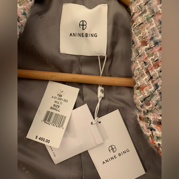 Anine Bing Diana Tweed Blazer Lavender Size Small NEW RARE - Picture 9 of 16